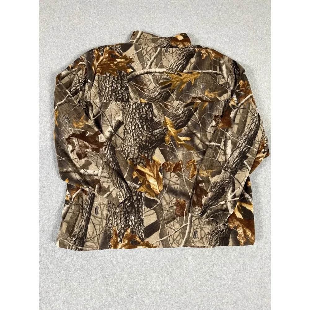 Remington Mens Camo Fleece Jacket Full Zip Mesh Lined Hunting Brown Green XL